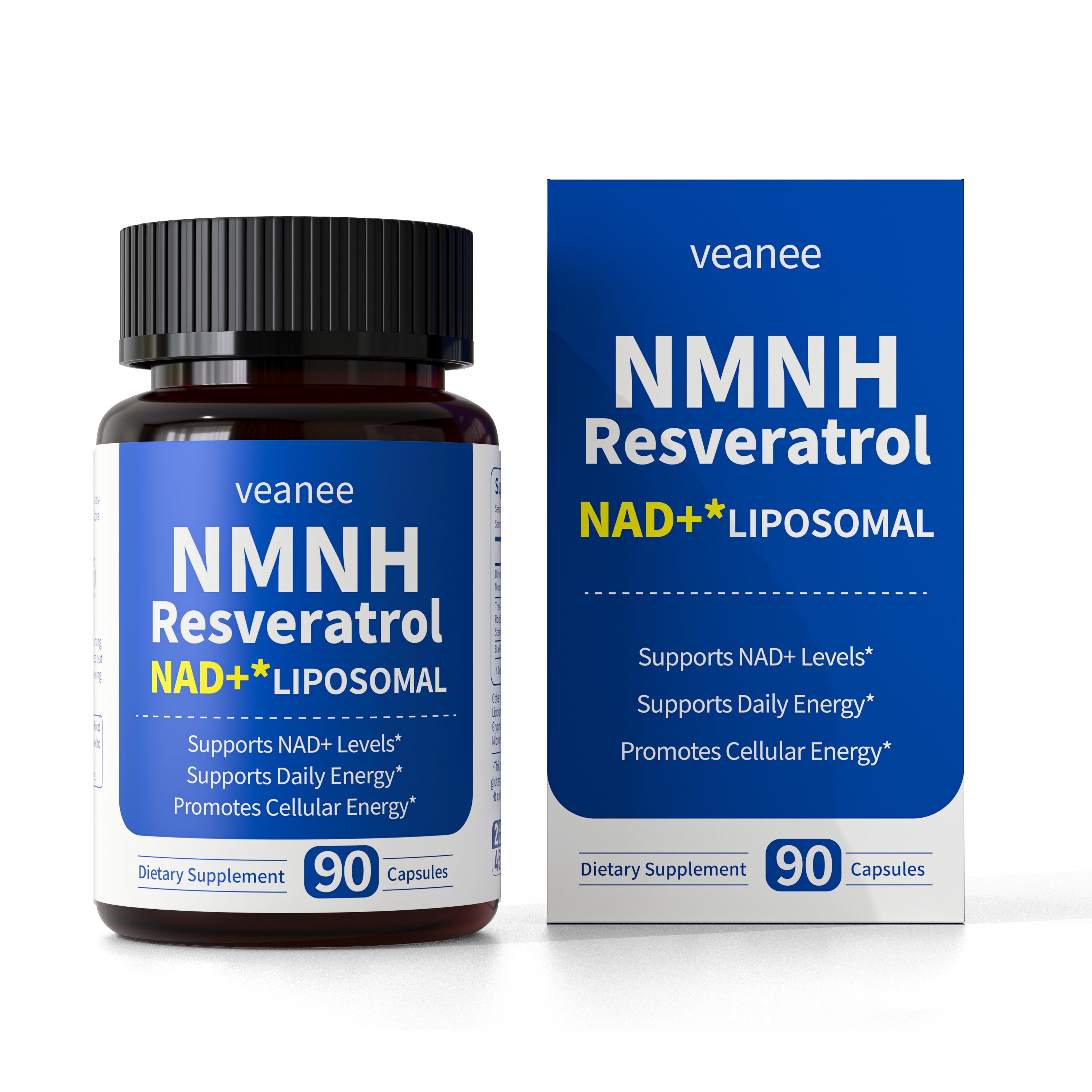 Veanee NMNH Supplement 1000mg - Nicotinamide Mononucleotide Alternative, Boost NAD+ with Liposomal Resveratrol & Nicotinamide Riboside NR, for Healthy Cellular, Aging, Energy, 90 Vegan Non-GMO Capsules
