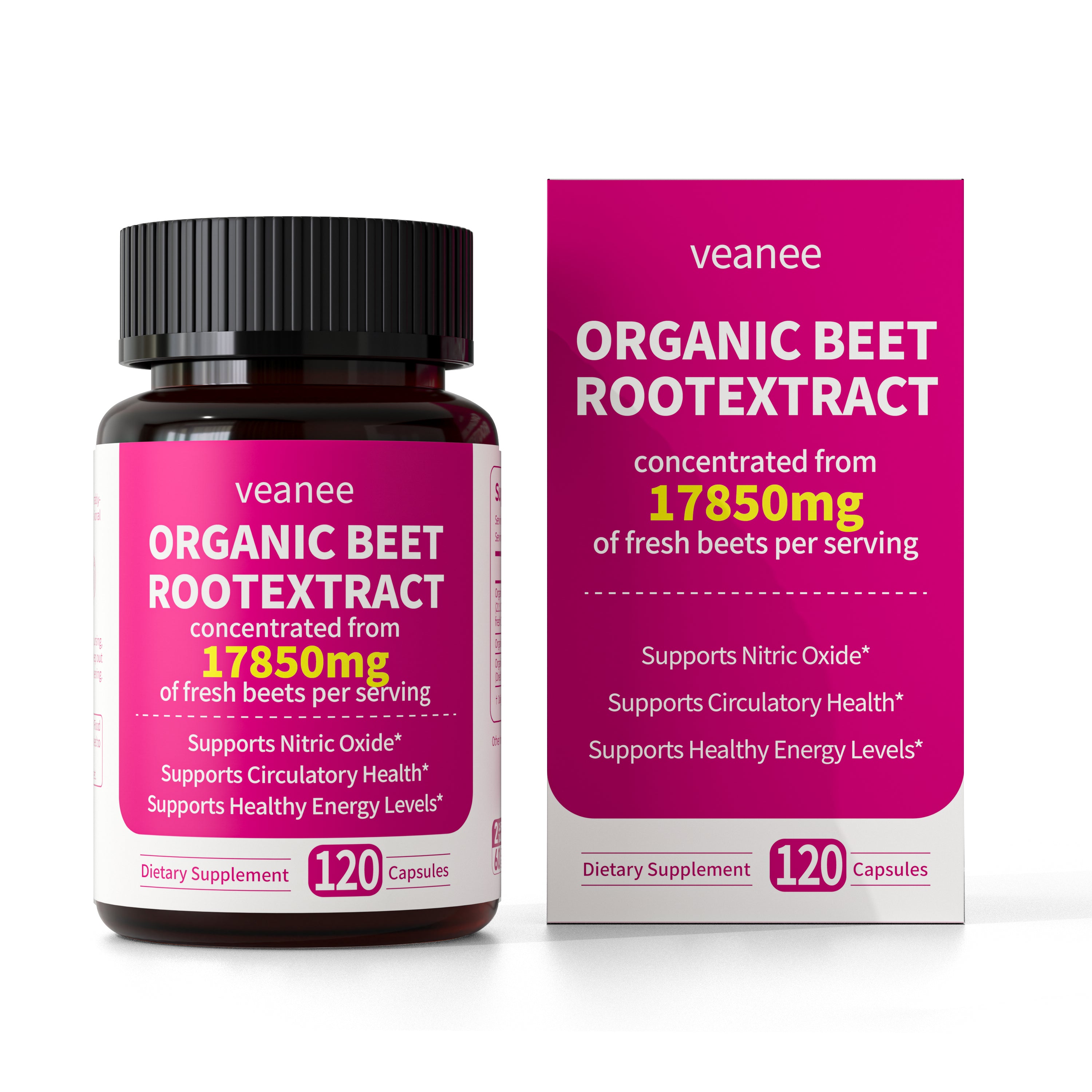 Veanee Organic Beet Root Capsules - 1300mg Beet Root Powder Aids Healthy Circulation & Vitality, Non-GMO, Beet Root Supplement - 120 Capsules